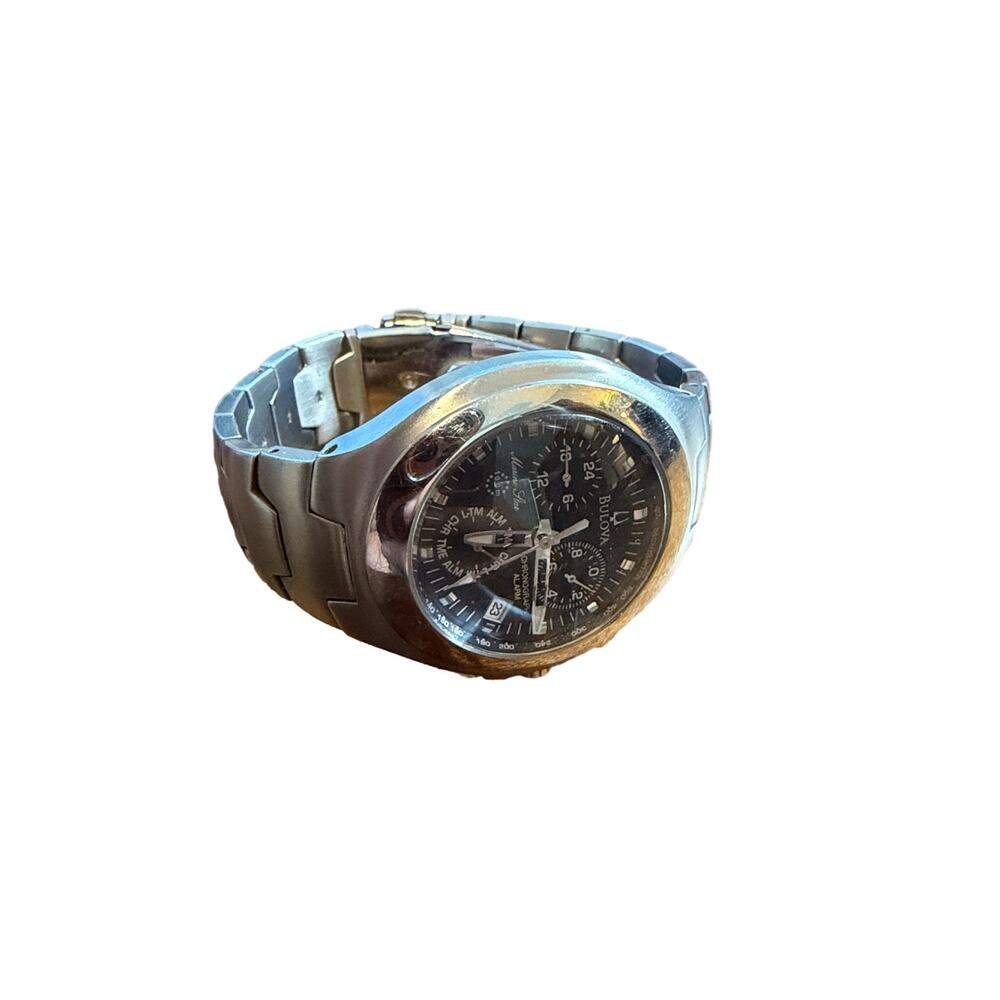 Bulova Marine Star Chronograph Alarm 100m Men's Stainless Steel Watch - Picture 5 of 5